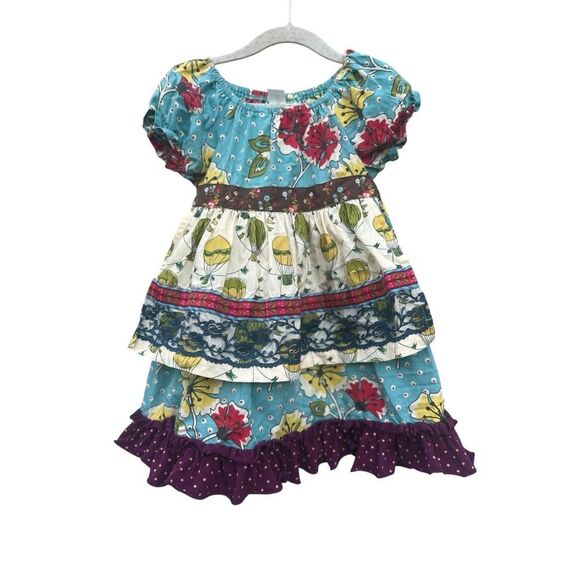 Matilda Jane Floral Dot Hot Air Balloon Apron Dress Paint By Numbers Size 2 - Picture 5 of 8